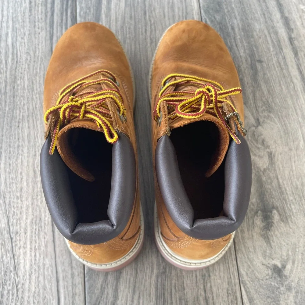Timberland Premium Boots Boys 5.5 6 Inch Brown Wheat Waterproof Nubuck‎ Leather